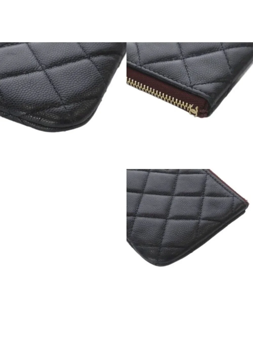 Chanel Quilted Caviar Leather Classic Small Zip Pouch CC Logo Black - Picture 8 of 8